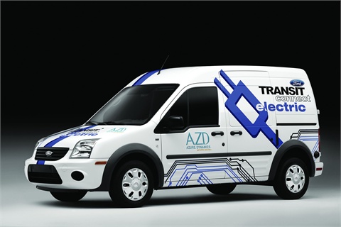 The Transit Connect Electric is powered by Azure Dynamics&rsquo; Force Drive electric powertrain. The vehicle can achieve a range of 50-80 miles, depending in power usage.