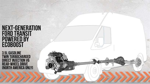 Ford said the EcoBoost V-6 contributes to the 25-percent reduction in fuel when compared with its E-Series vans.