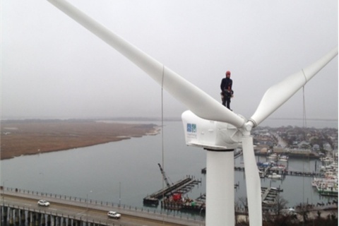 Hempstead's wind turbine will produce hydrogen for use in fuel cell vehicles.