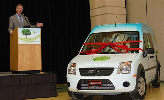 Saint Paul Mayor Christopher Coleman unveiled the City’s all-electric Ford Transit Connect on Jan. 18. The vehicle will be used in the Parks and Recreation department.